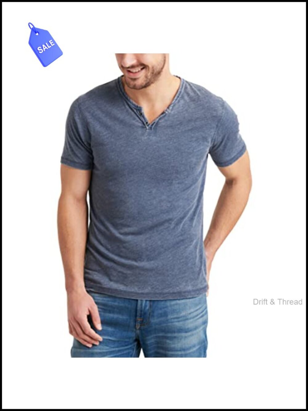 Lucky Brand Men's Burnout Notch Neck Short Sleeve Henley Tee
